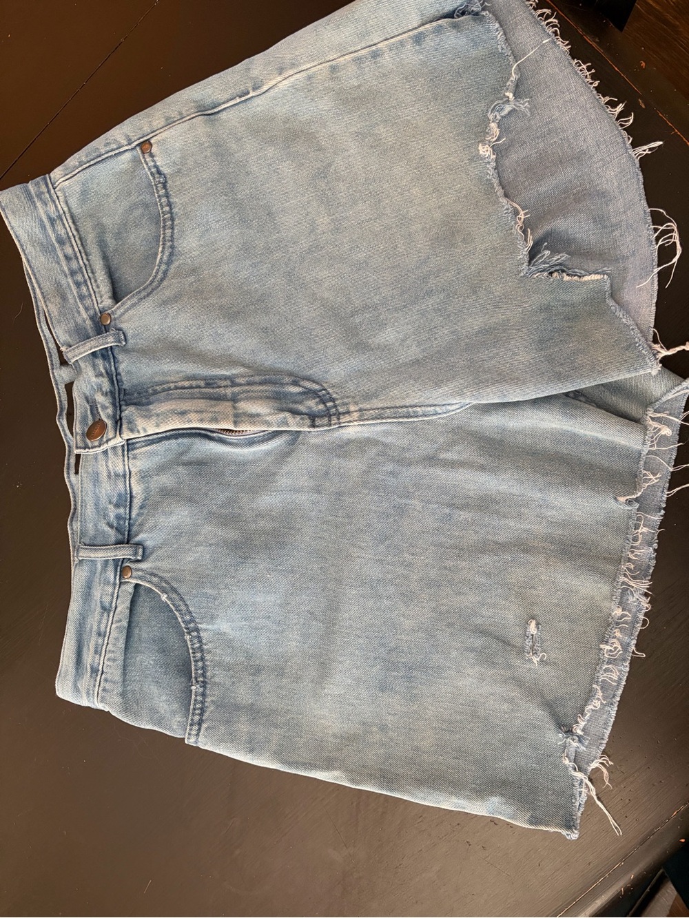 Afends Light Blue High-Rise Denim Shorts